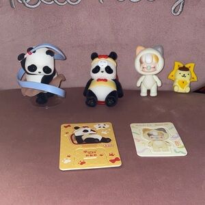 Cute Panda and Animal Figurine Set